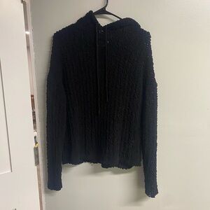 Black Textured Hoodie mod on trend